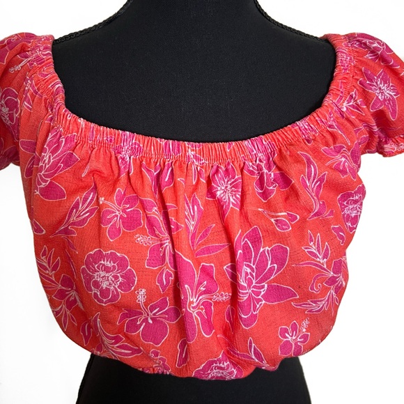 Primark Pink Ruffle Flower Crop Top Size S - Picture 3 of 7